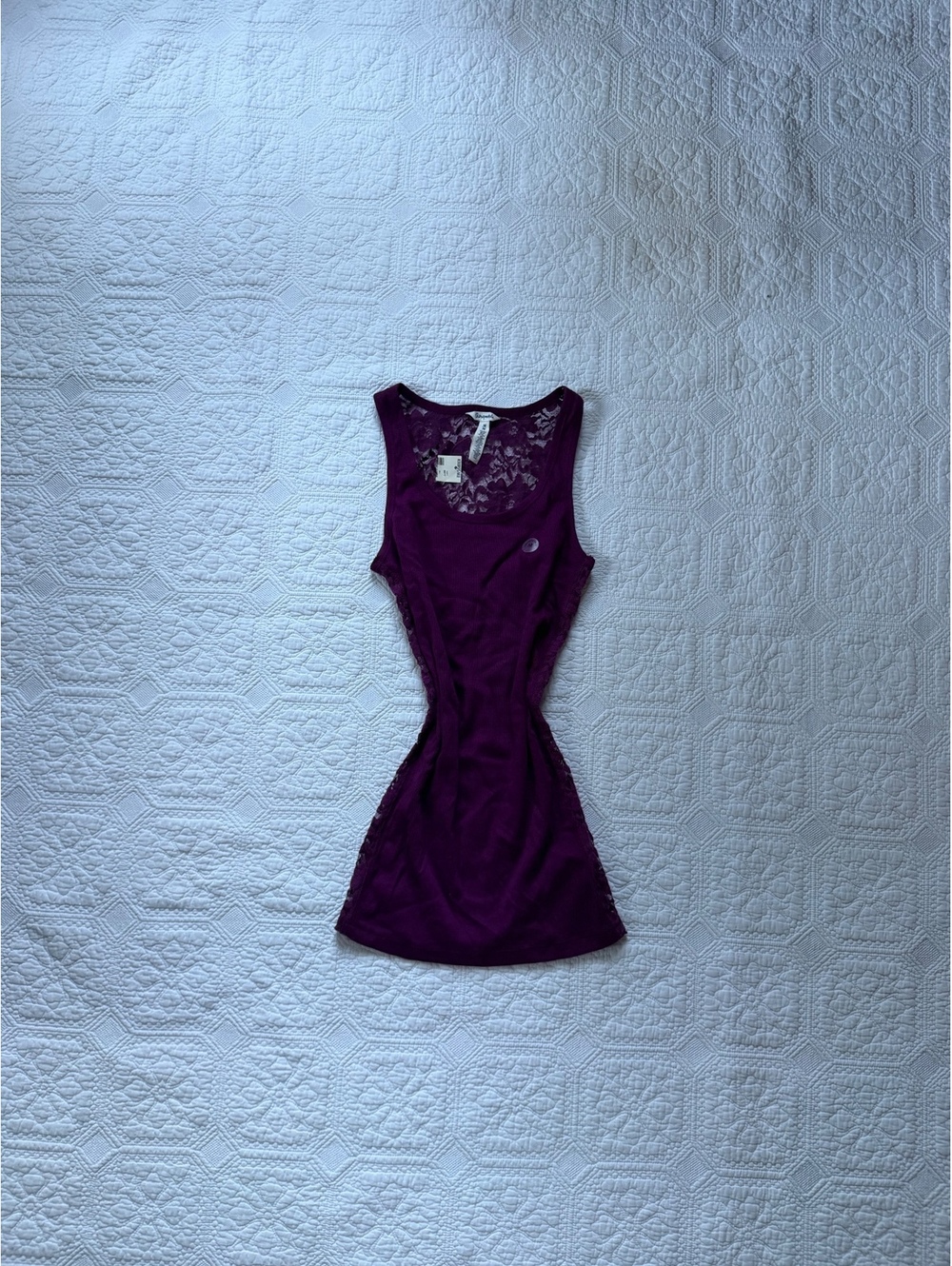 New with tags Aeropostale Purple Lace-Back Tank Top Medium with Sheer Side Panel